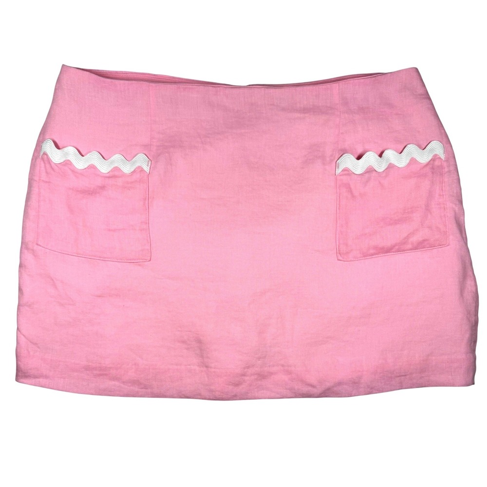 Lilly Pulitzer Gardner Pink Linen Ric-Rac Trim Skort  Size 12 Preppy Resort